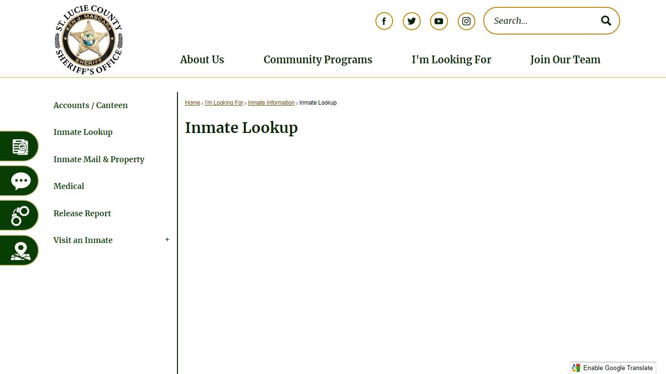 Inmate Lookup | St. Lucie Co Sheriff's Office, FL